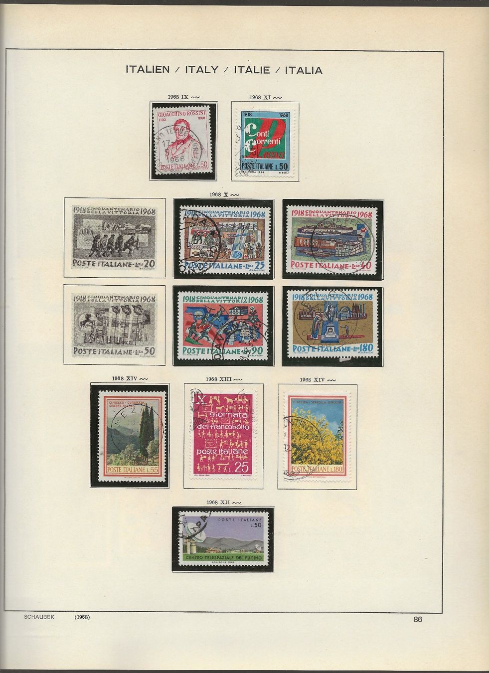 Alle Briefmarken: Marken Italien 1965 bis 1968 – Gebraucht aus Au ZH von xelagreb01 8