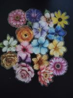 Lot d autocollants décoratifs fleurs multicolores