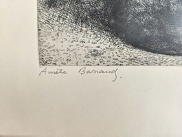 Aurèle Barraud Gravure originale signé Les Chardons vintage