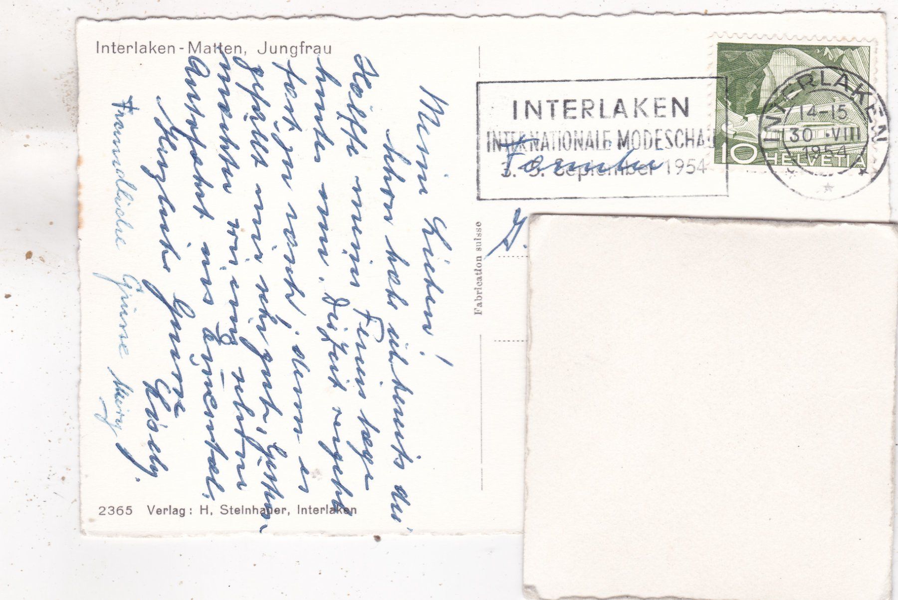 Cartoline postali: Interlaken 1954 – Usato da Herisau venduto da Lisegrat2008 1