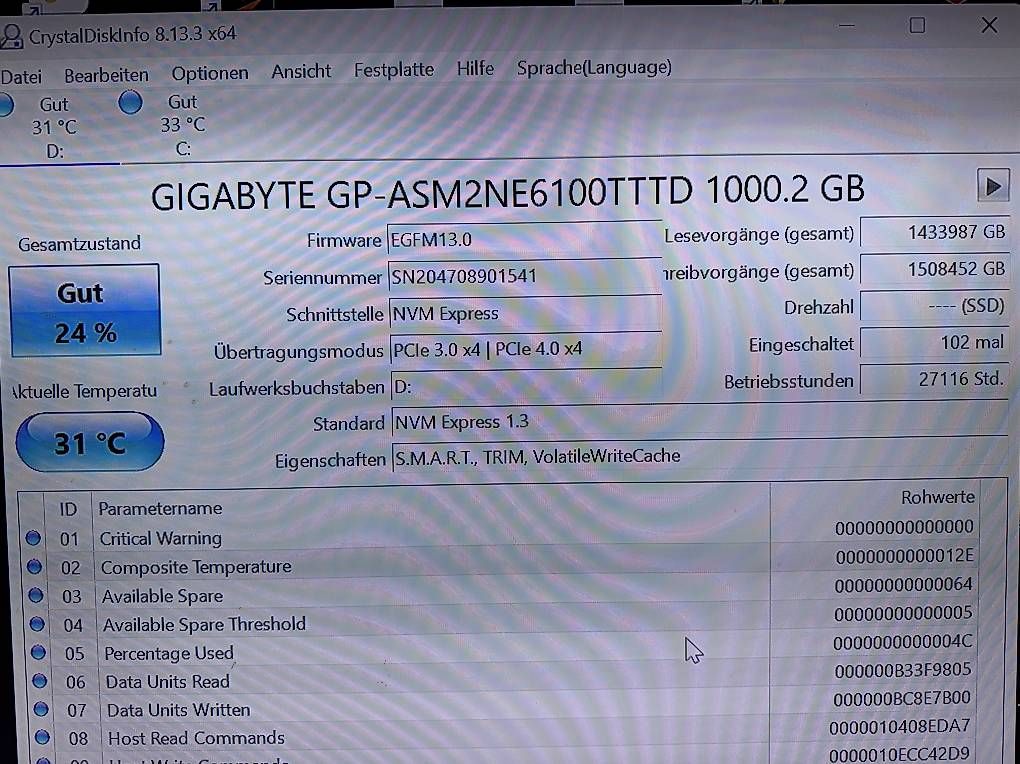 Dischi rigidi: Gigabyte 1000GB SSD – Usato da Lütisburg venduto da mel_9bdq 2