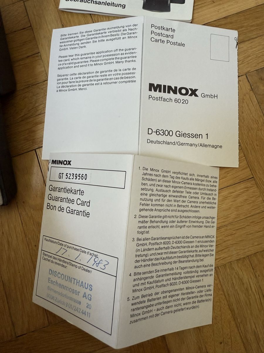 Minox Appareil photo: Minox 35 GT Camera Set (Boxed, 1983 Papers) - Shutter Fires, – D'occasion à Zürich par Mai.rast 5