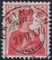 HAZINGEN 22.IX.13 - Vollstempel auf Helvetia Brustbild