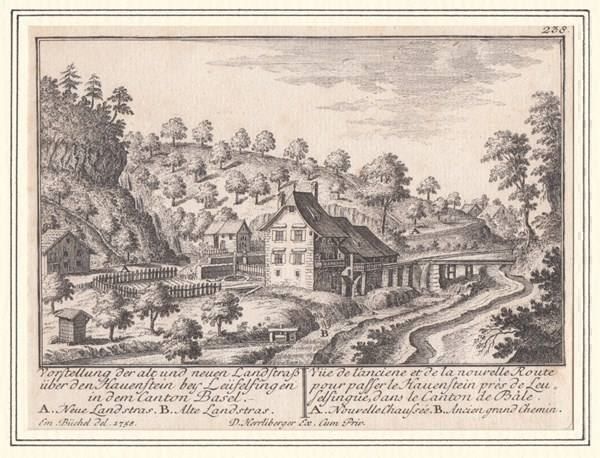 Stiche: LÄUFELFINGEN HAUENSTEIN KUPFERSTICH 1758 – Antik aus Grüningen von Kartensammler