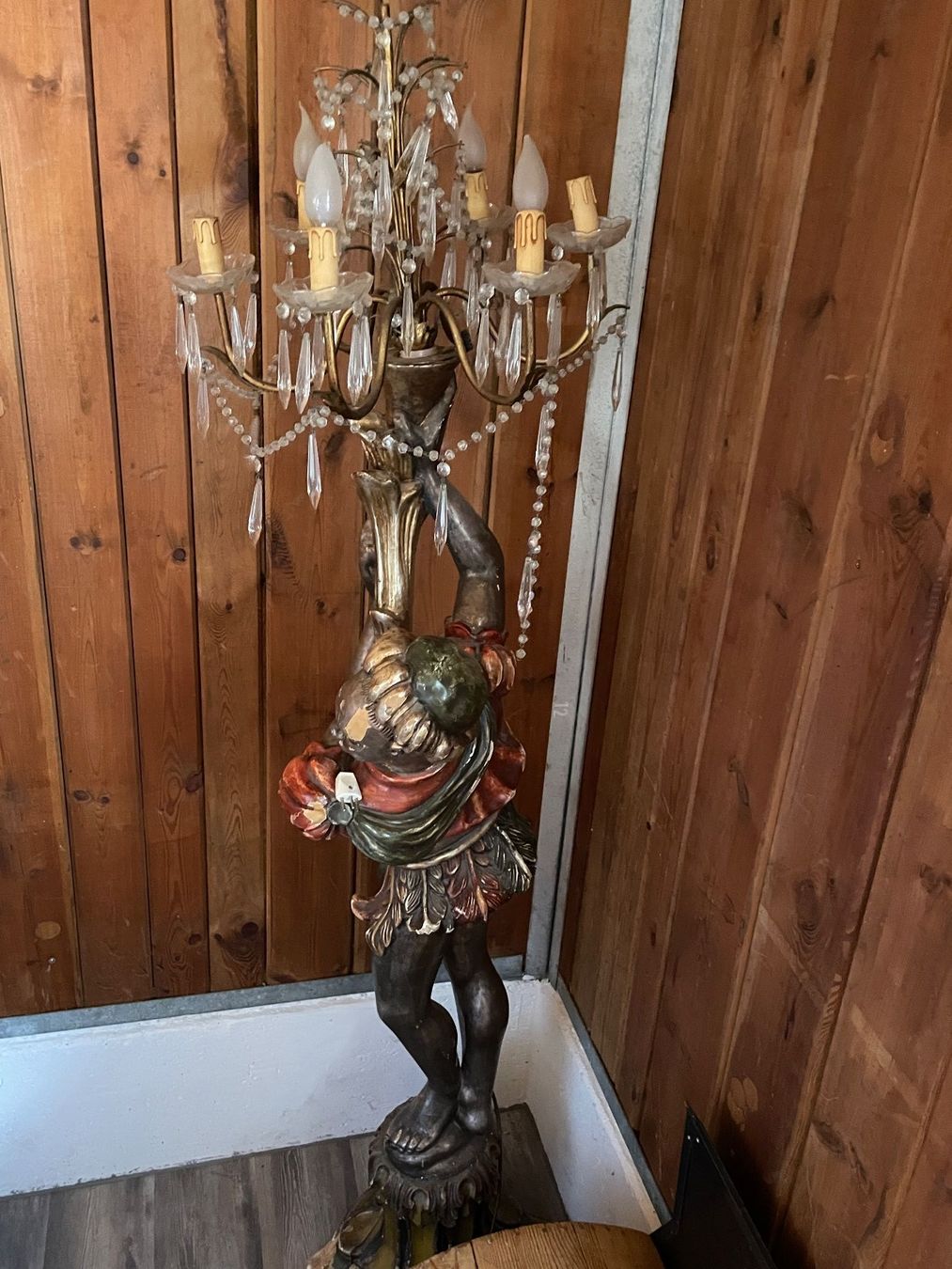 Lampade: Antike grosse Kolonial Stehlampe mit Lüster – Usato da Volketswil venduto da rubin74 2