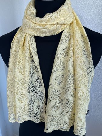 Colora Spitzen Schal, Hellgelb, NEU