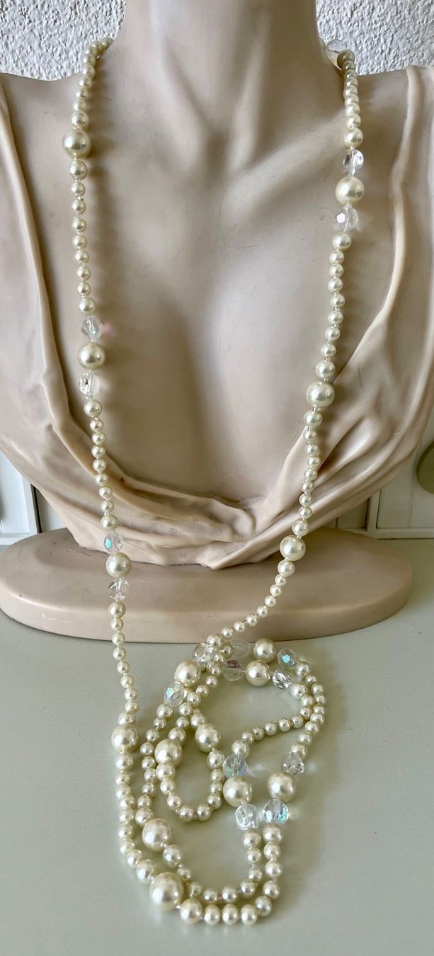 Catenine: Extra lange Perlenkette - 158 cm -  irisierende Kristalle – Usato da Ruswil venduto da artbyhand 3