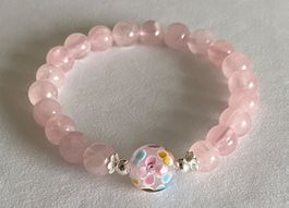 Edelstein Armband Madagaskar Rosenquarz 8,5mm Murano Style