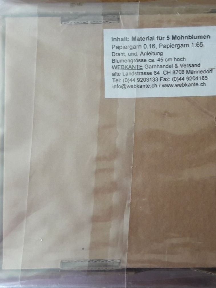 Papier: Papiergarn-Set für 5 Mohnblumen – Neuf avec emballage d'origine à Rotkreuz par Basana2 1