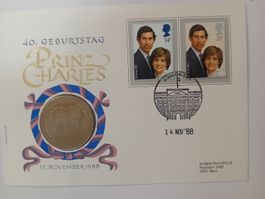 Numisbrief 40 Geburtstag Prinz Charles