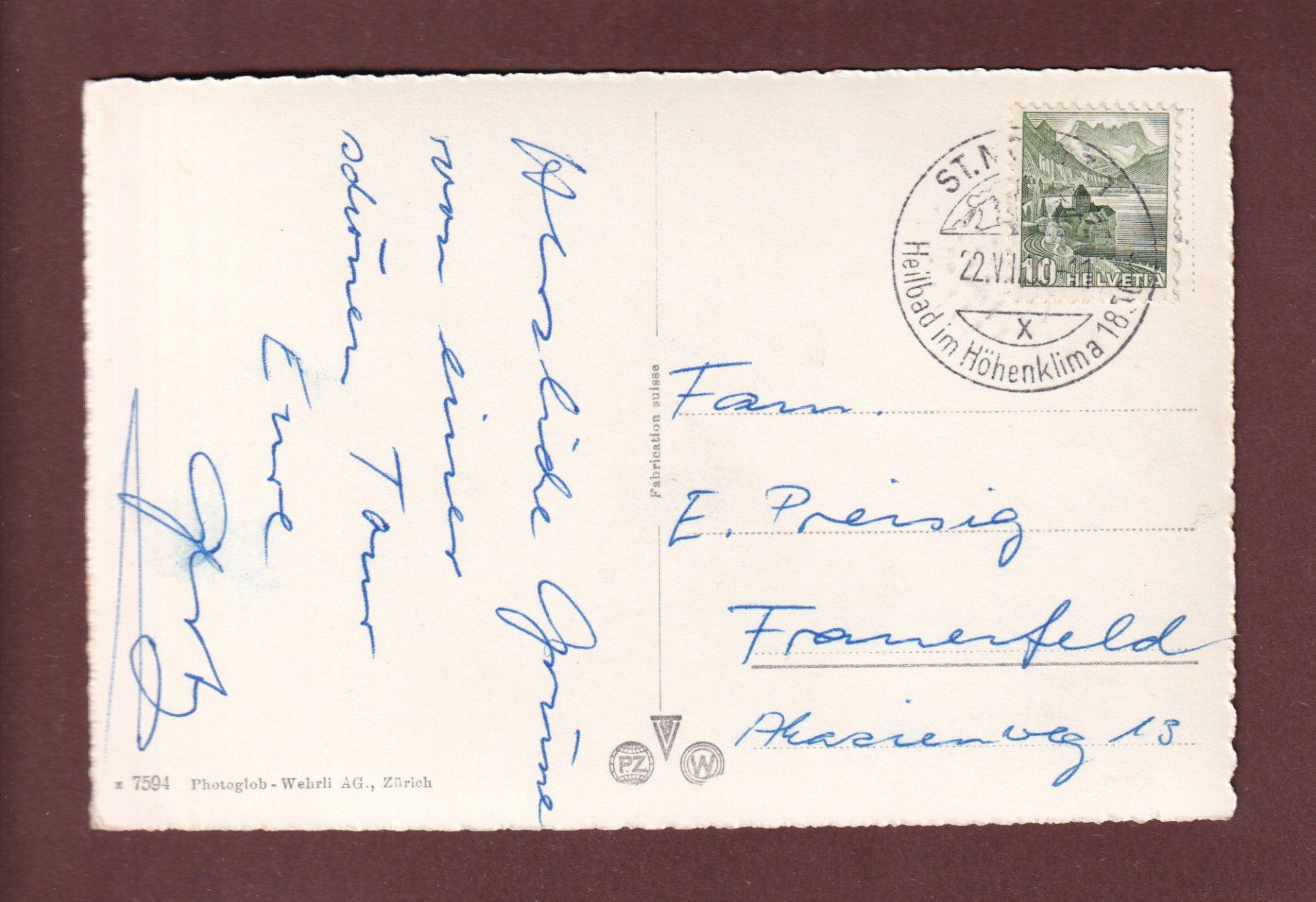 Cartoline postali: ST. MORITZ - Piz Languard - 1950 – Usato da Pully venduto da nicecards-shop 1
