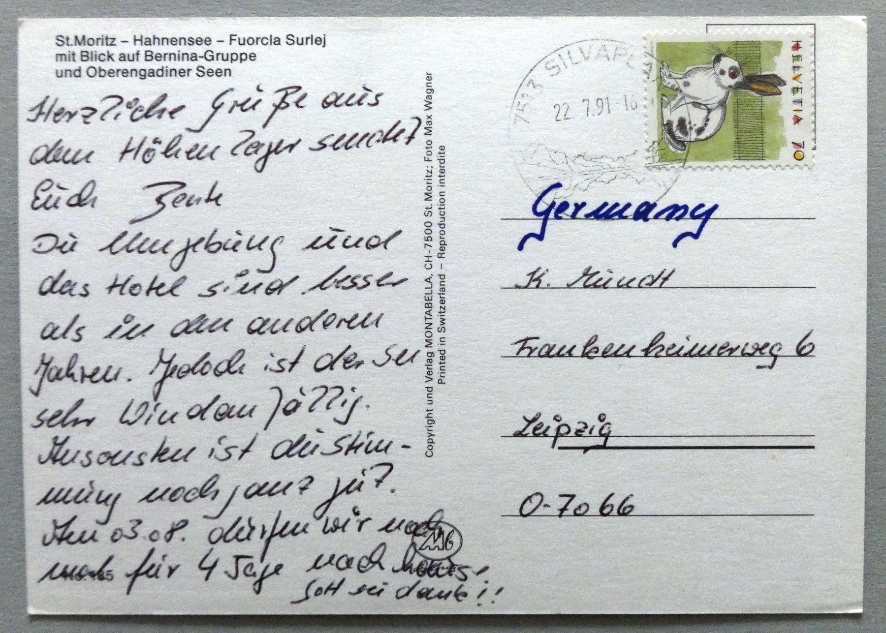 Cartes postales: St. Moritz - Hahnensee - Fuorcla Surlej – D'occasion à Fétigny par Billy2miny 1