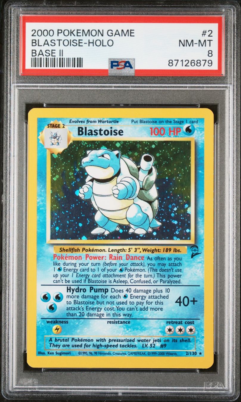 Pokémon Carte collezionabili: PSA 8 BLASTOISE HOLO BASE II #2 2000 Pokemon – Usato da Zürich venduto da pokemon_cards