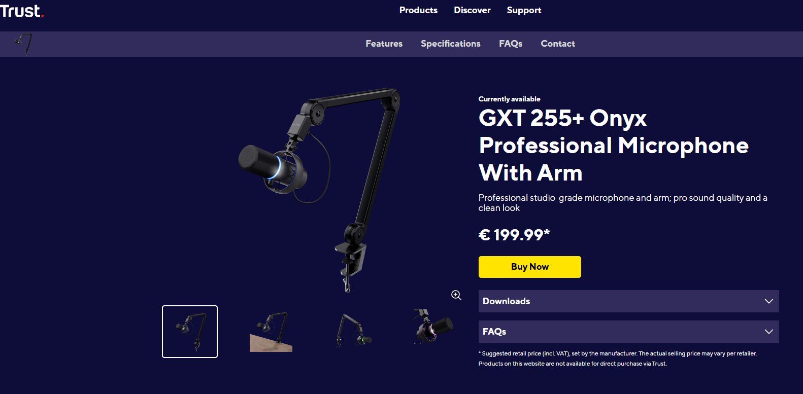 Trust Microfoni: GXT 255+ Onyx Professional condenser usb Microphone With Arm – Usato da Geneve venduto da T36 1
