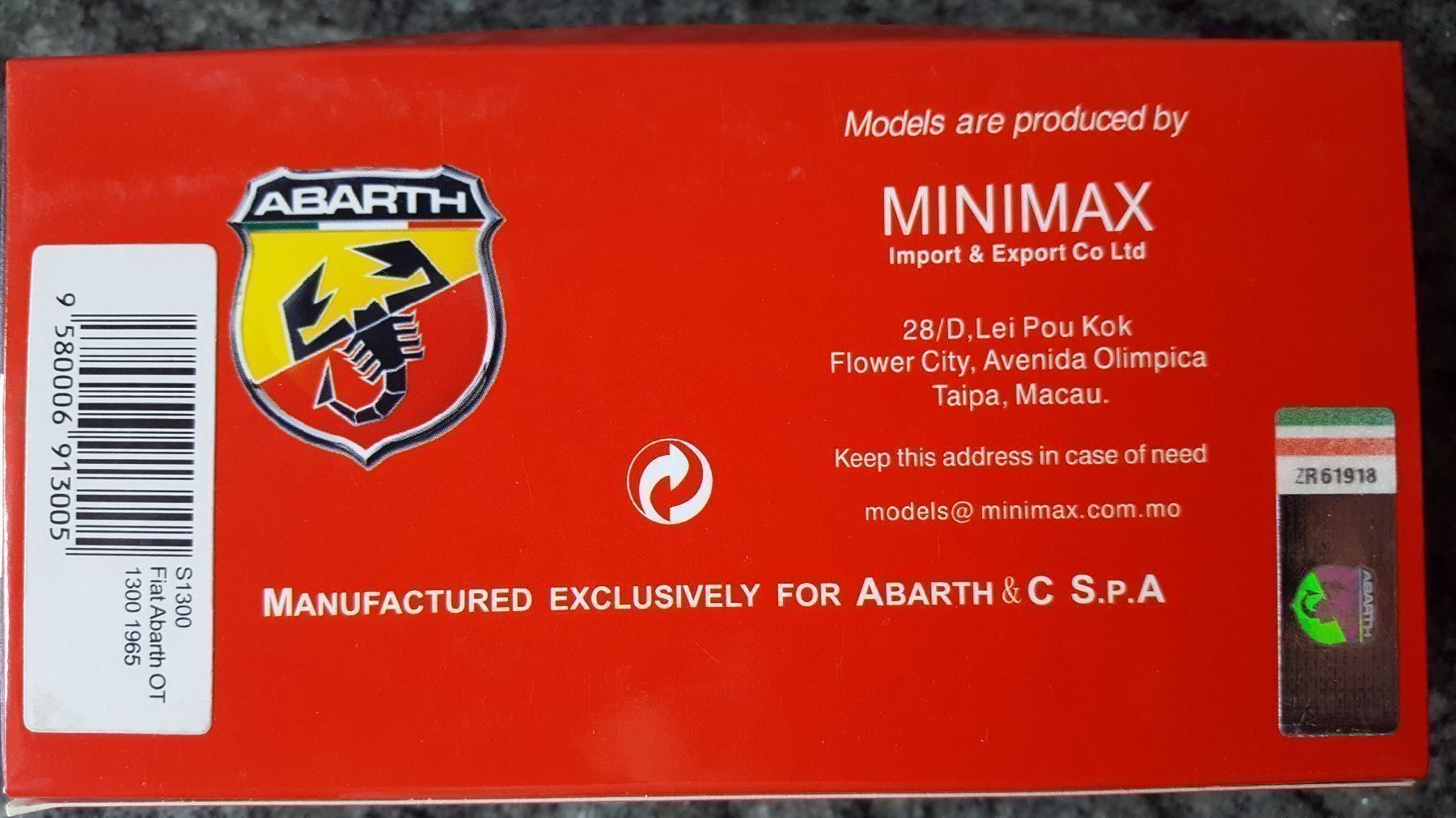 Abarth Modellini d'auto: FIAT ABARTH OT 1300 1965 – Nuovo e nell'imballaggio originale da Wengi b. Büren venduto da Ot1000 1