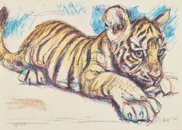Hug Fritz "Junger Tiger" mit Bleistift handsigniert u. num.