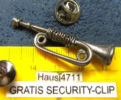 SIGNAL HORN MUSIC 3D PIN SILBRI MIT SECURITY-CLIP