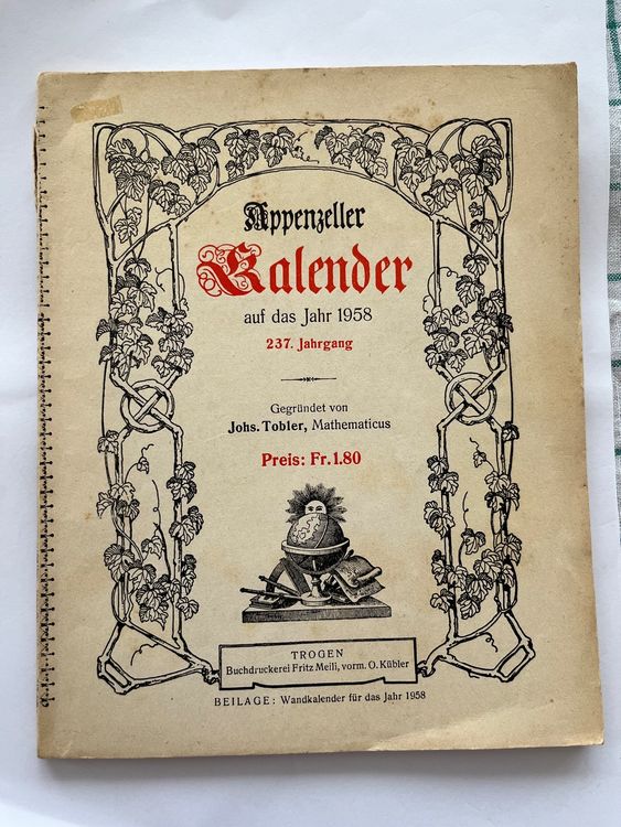 Appenzeller Kalender 1958  Kaufen auf Ricardo