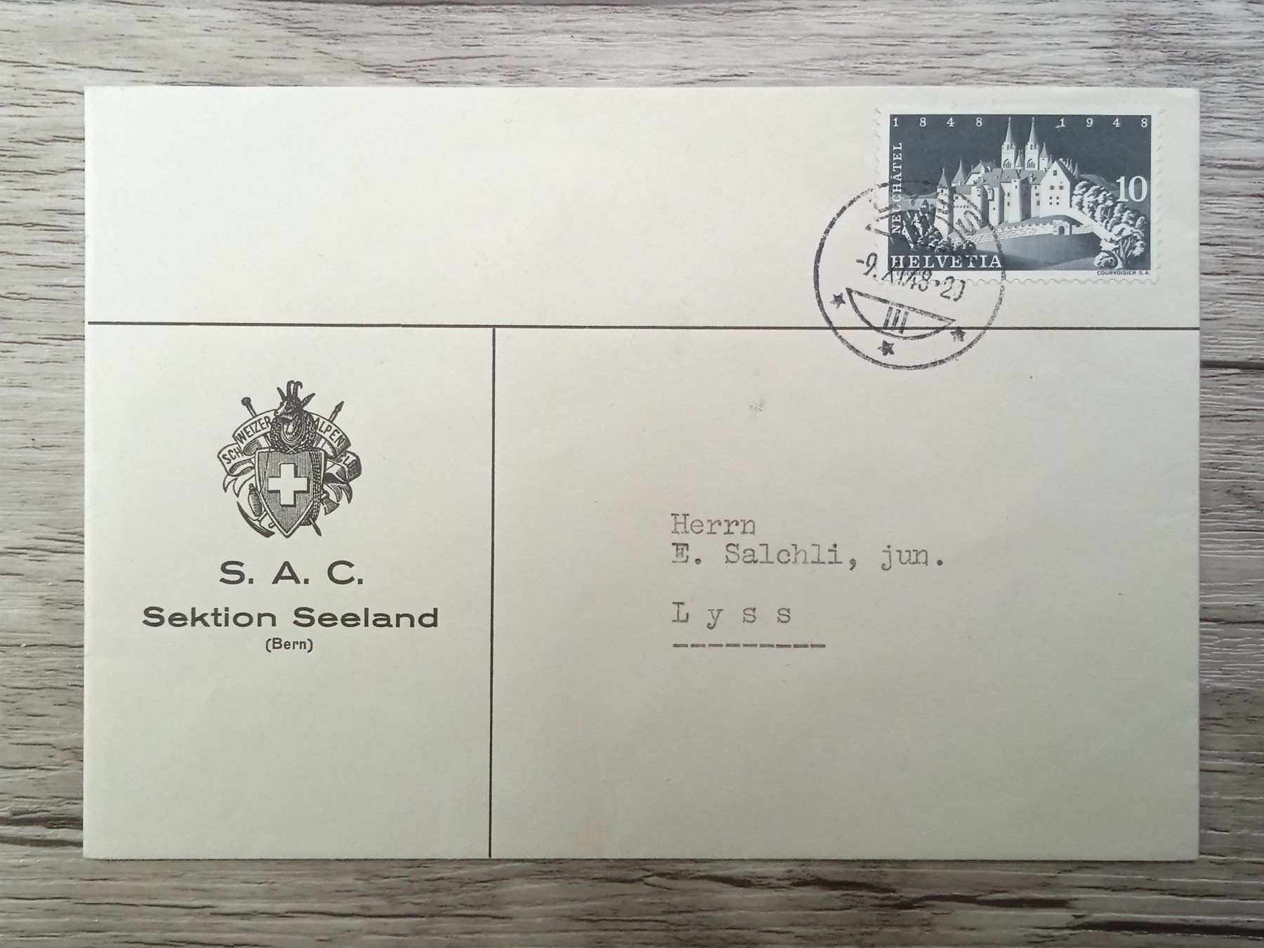 Tutti i francobolli: TR52 Enveloppe + Timbre Suisse 1948 – Usato da Cousset venduto da Patrick_Collections