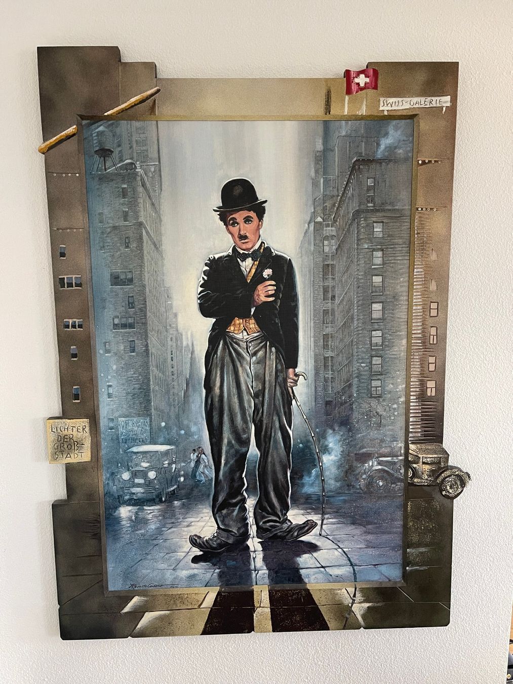 Dipinti: Charlie Chaplin Bild mit Holzrahmen – Usato da Rain venduto da Stouni180