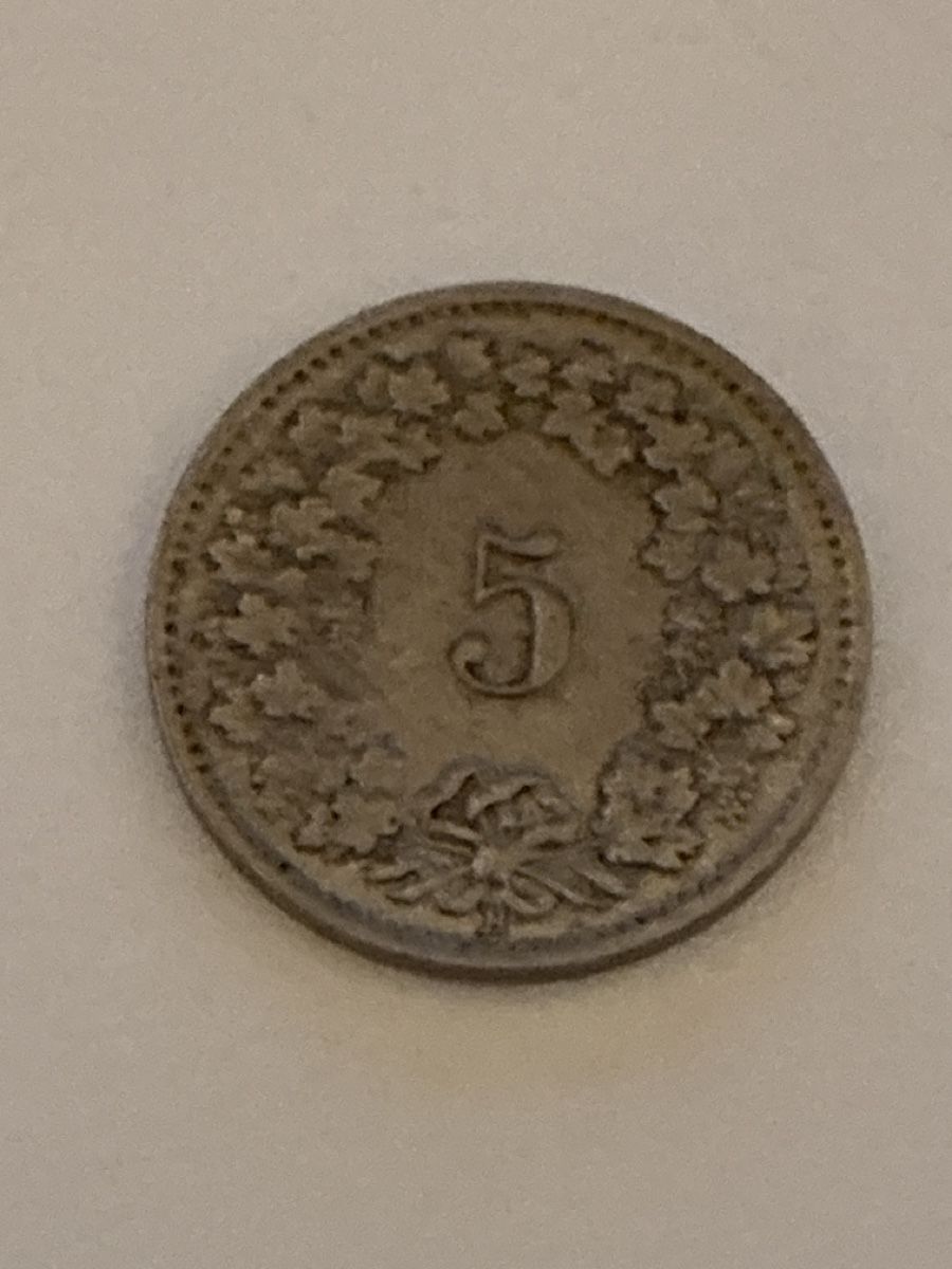 Tutti le monete: Nr. 9: 5 Rappen, schweizer Franken, 1955 – Usato da Burgdorf venduto da Yakari5165 1
