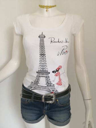 🤩T-SHIRT WEISS & PARIS-EIFFELTRUM-DRUCK NEU & D&G P.