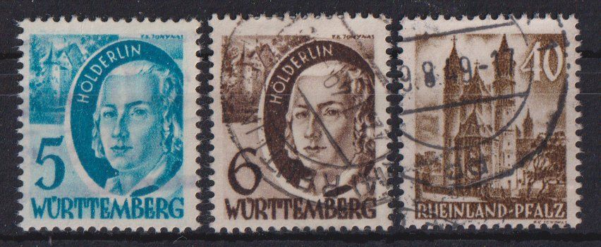 Tutti i francobolli: Württemberg 1948: 3 Werte – Usato da Eschlikon TG venduto da PhilCon