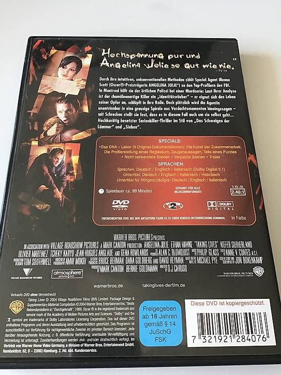 Tutti i DVDs: Taking Lives [DVD] – Usato da Zürich venduto da audn 1