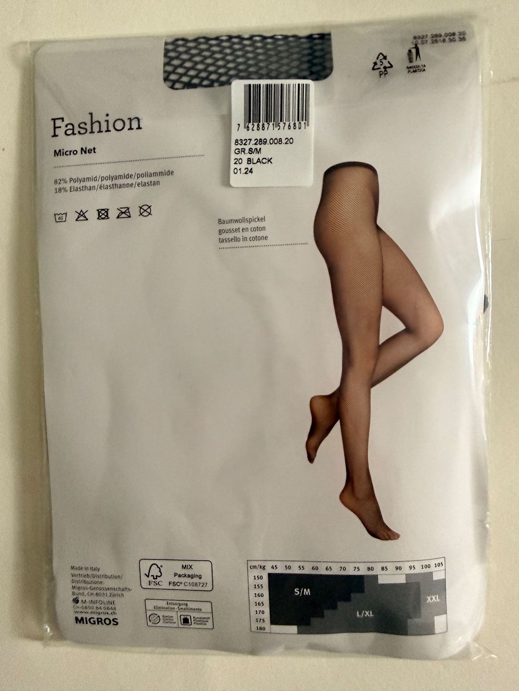 Migros Calze & Collant: MIGROS Essentials, Netzstrumpfhose, Grösse S/M, Schwarz – Nuovo e nell'imballaggio originale da Rudolfstetten venduto da gst_g7xl 2