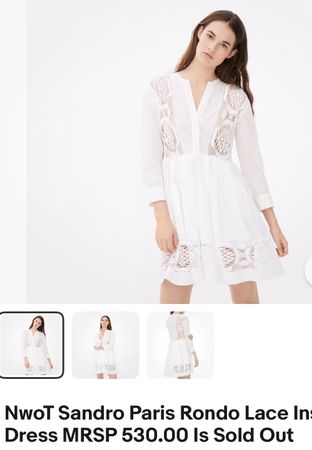 Sandro Robe d'été blanche dentelle taille 38-40