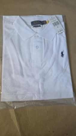 Orginal Ralph Lauren Polo Shirt Weiss Gr. XL Custom Fit 