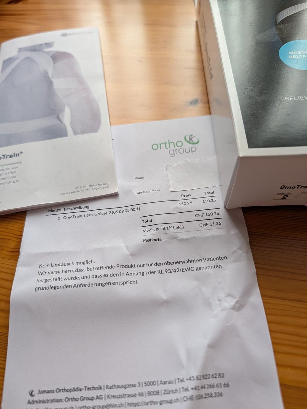 Medizinische Geräte: Schulterbandage OmoTrain – Gebraucht aus Bözen von Maerchenprinz 3