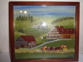 Herziges Bild Appenzell Landschaft Bauern Alpaufzug A. Kühne
