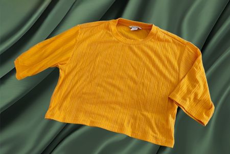 Monki Oversized Crop Top Senfgelb Gr. XXS – Top Zustand
