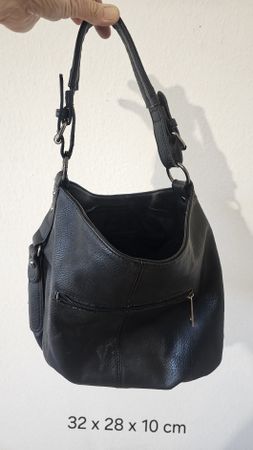 Damenhandtasche, Echtleder, schwarz