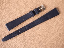 Certina NOS Uhrenband 13m navy blau silb. Schliesse 13 Leder