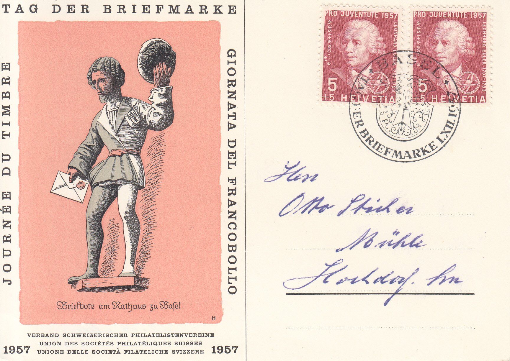 Alle Briefmarken: TdB 1957 Basel, Karte mit SST S. 452 – Gebraucht aus Bürglen TG von StampGraf