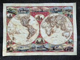 Historische Weltkarte in Hemisphären (Faksimile) 42x59cm