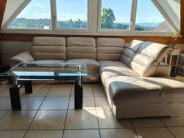 ✨ Hochwertiges Echtleder-Ecksofa in beige, Lieferung möglich