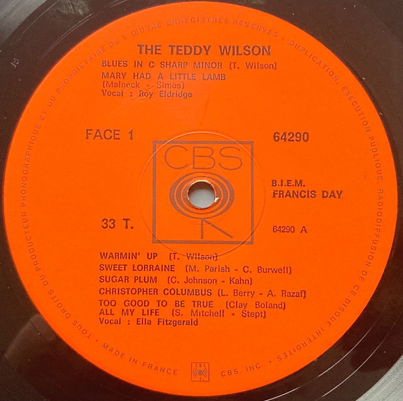 Vinyles: TEDDY WILSON - THE TEDDY WILSON – D'occasion à Poliez-Pittet par Newtown-Records 2