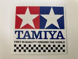Tamiya Aufkleber / Sticker / Logo mit Zielflaggenmuster NEU!