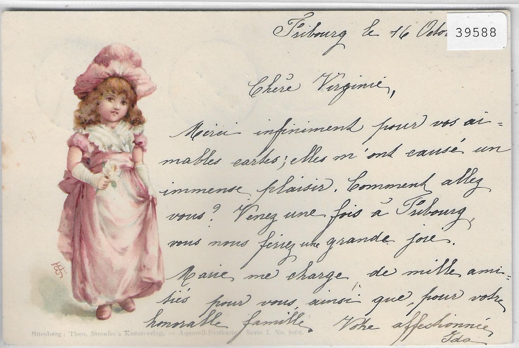 Cartoline postali: Kleines Mädchen - Litho – Usato da Ettingen venduto da Kartenplanet