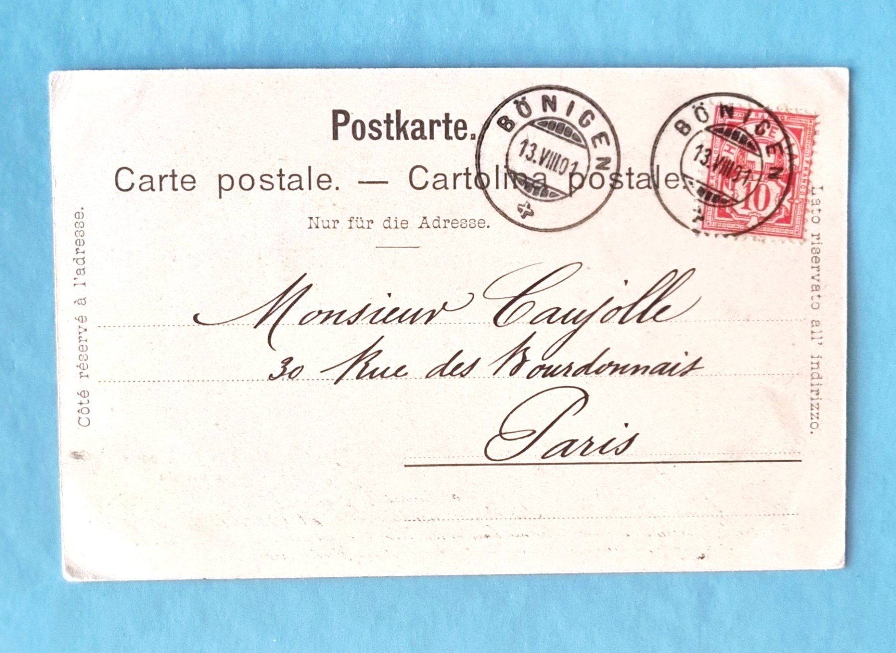 Cartoline postali: Bönigen - Bernerhaus - 1901 – Usato da Rothrist venduto da RROENK 1