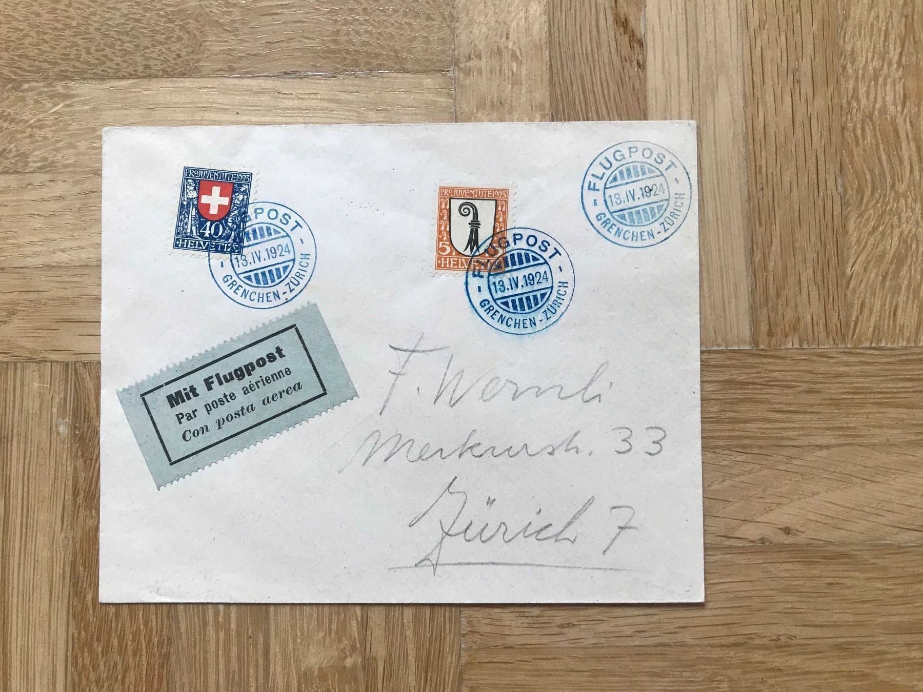 Tutti i francobolli: 1924. Flugpostbeleg nach Zürich – Usato da stäfa venduto da brandy66