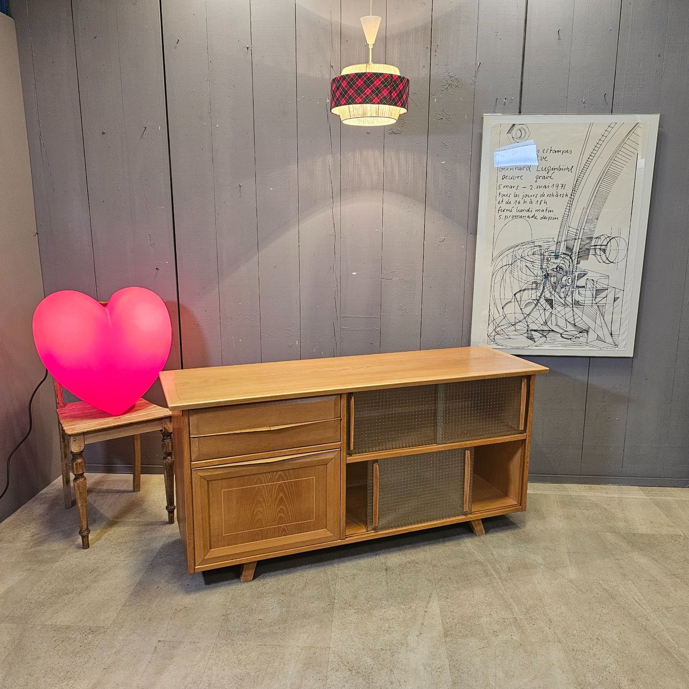 Kronleuchter & Deckenlampen: 1970 Ceiling Lamp. Hängelampe Deckenlampe Stoffschirm – Gebraucht aus Nottwil von Wondewa-Shop 6
