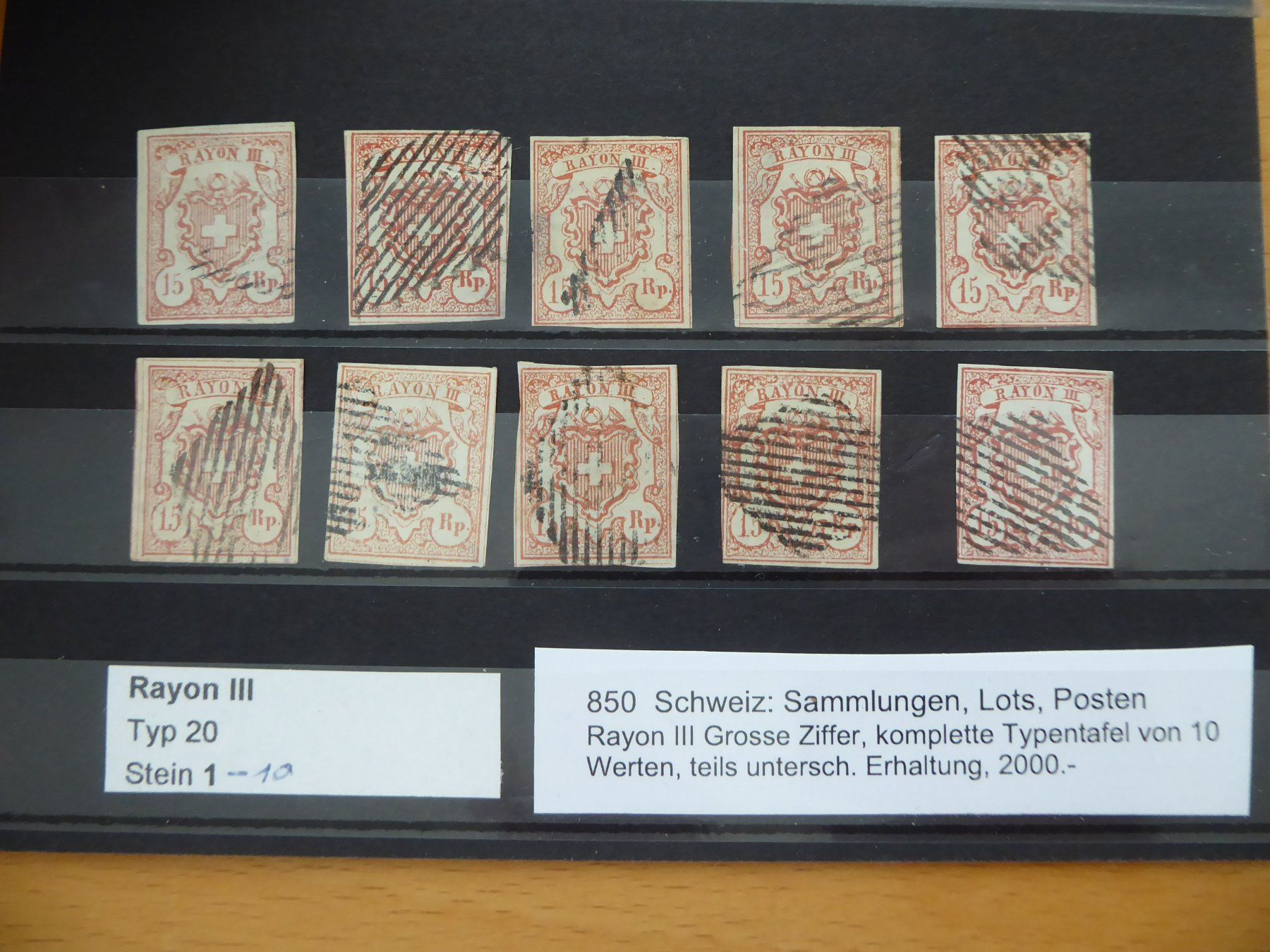 Alle Briefmarken: RAYON III Type 20 Stein 1-10 ansehen – Gebraucht aus Rothrist von swisstools