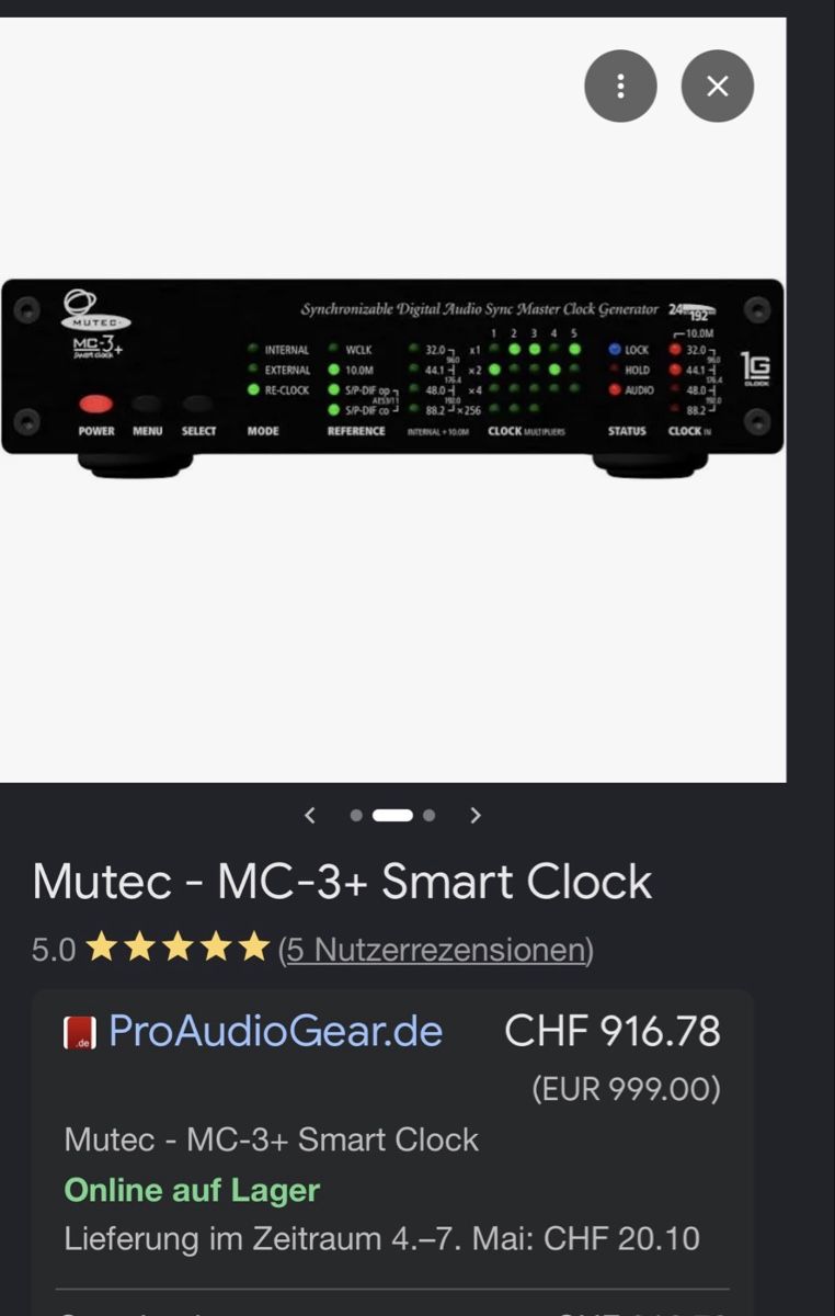 Attrezzatura per studi di registrazione: Mutec MC3+ 1G Master Clock & Audio Re-Clocker - Top Zustand! – Usato da Frauenfeld venduto da 24osale 3