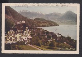 Vitznau   :   altes Hotel Kreuz von oben , alte AK 1935