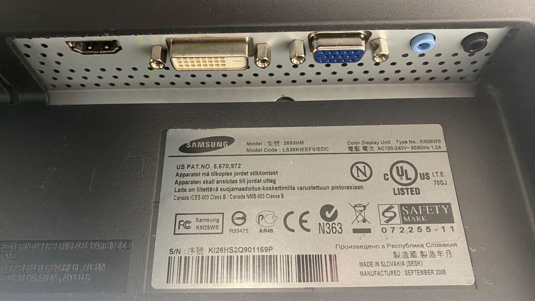 Samsung Monitor: Samsung SyncMaster 2693HM / 25,5-Zoll – Usato da Affeltrangen venduto da Exogen 3