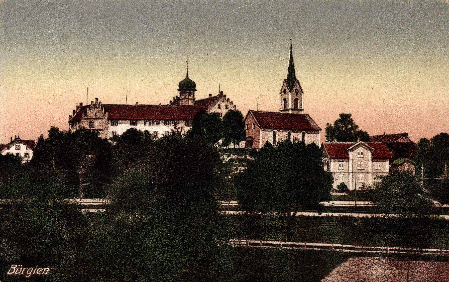 Cartoline postali: Bürglen. Schloss und Kirche – Usato da Bronschhofen venduto da Astore